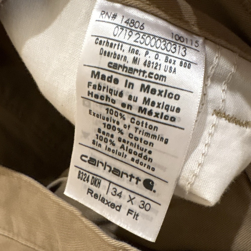 Carhartt Carpenter Pants Men's 34x30 Tan Workwear B324 DKH - Picture 4 of 6